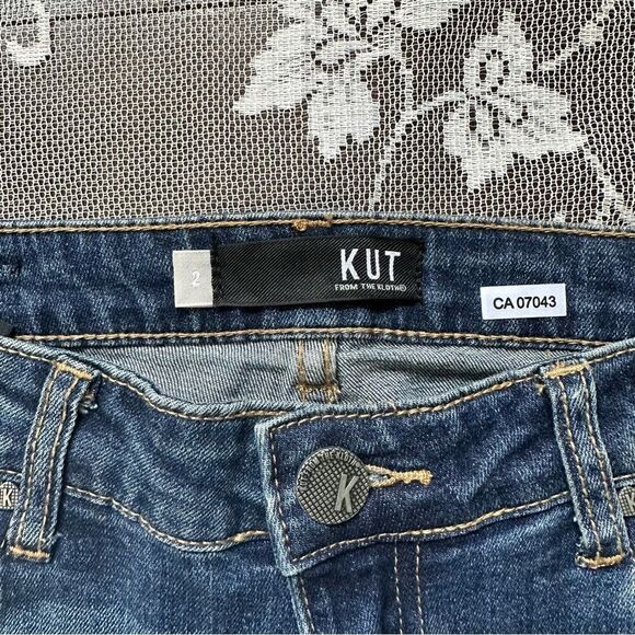KUT From The Kloth Catherine Ankle Straight Leg Jewel Distressed Jean Size 2 - Picture 7 of 13
